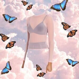 NWT BlackMilk Pink Mesh Long Sleeve Shirt